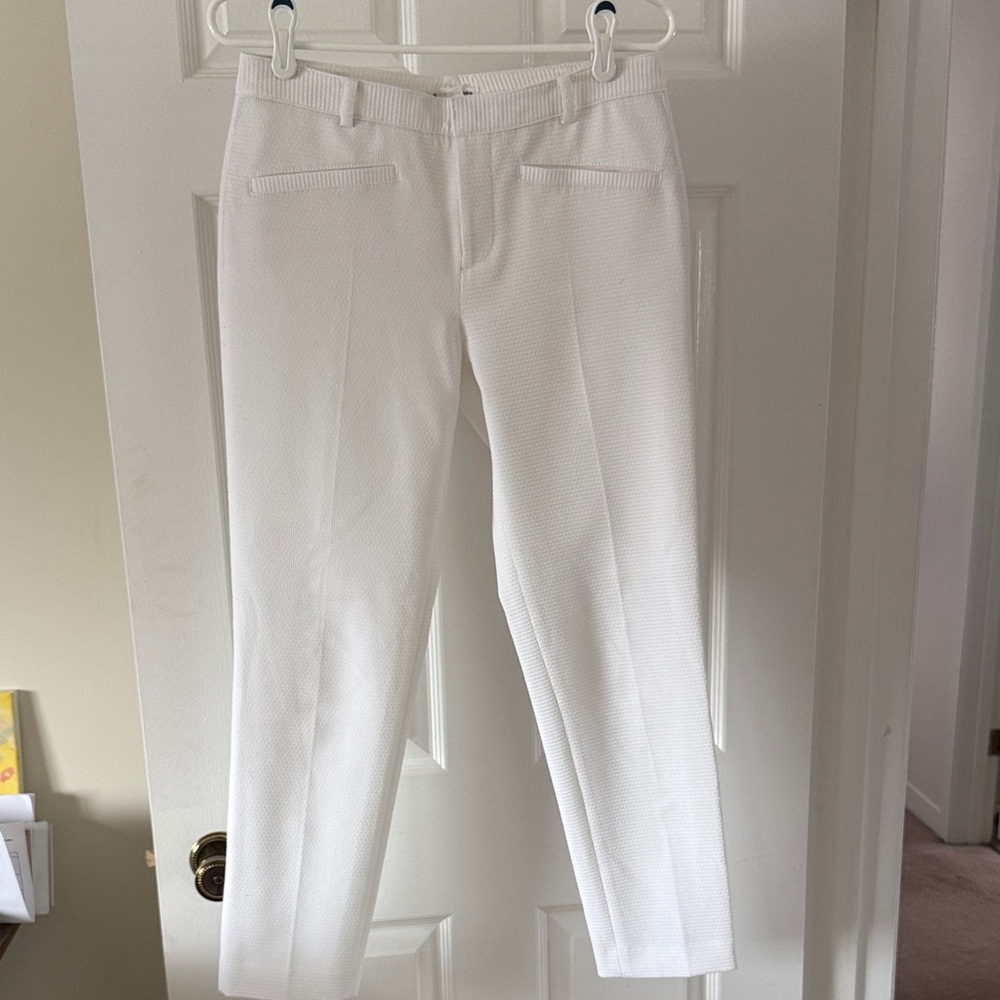 Club Monaco White Textured Ankle Pants